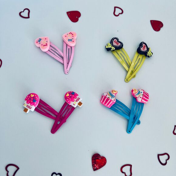 Cute Clay Hair Snap Clip Sets for Kids and Women Handmade New - Picture 7 of 8